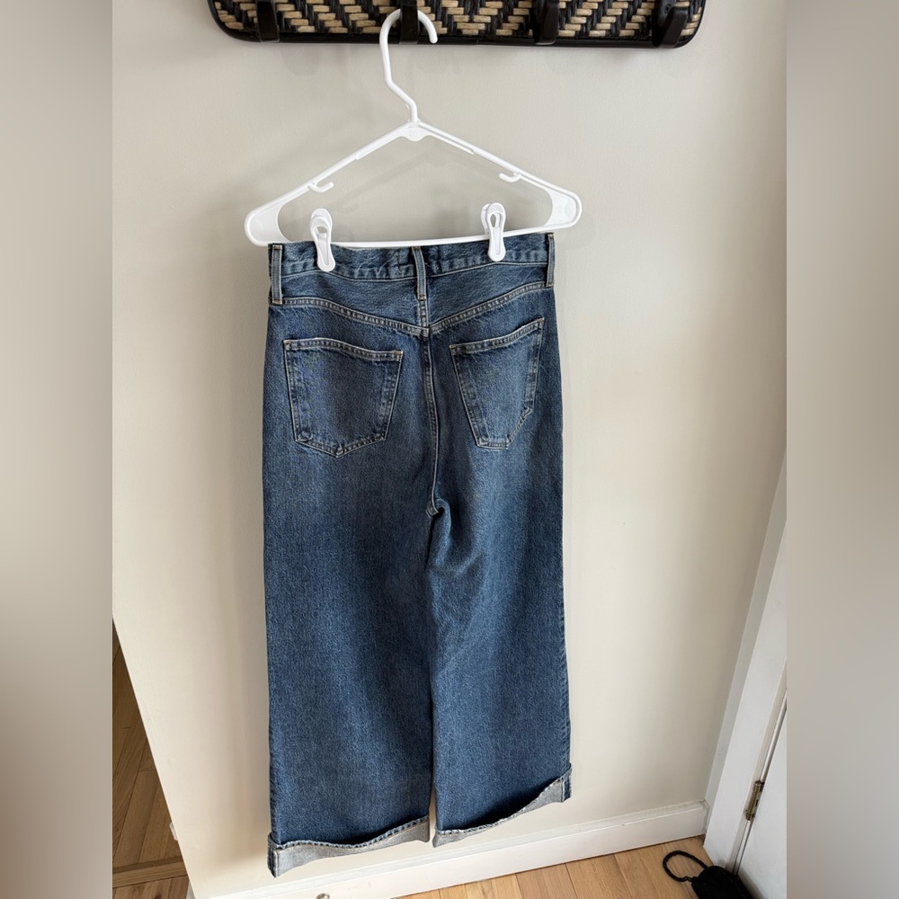 Agolde Dame Wide Leg Cuffed Hem Jeans - Dark Wash - Size 27 - Picture 11 of 16